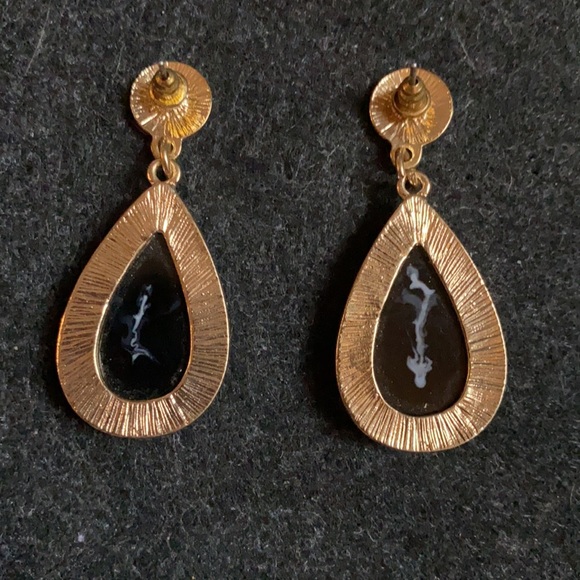 Vintage black onyx drop earrings great healing properties for anxiety - Picture 4 of 7